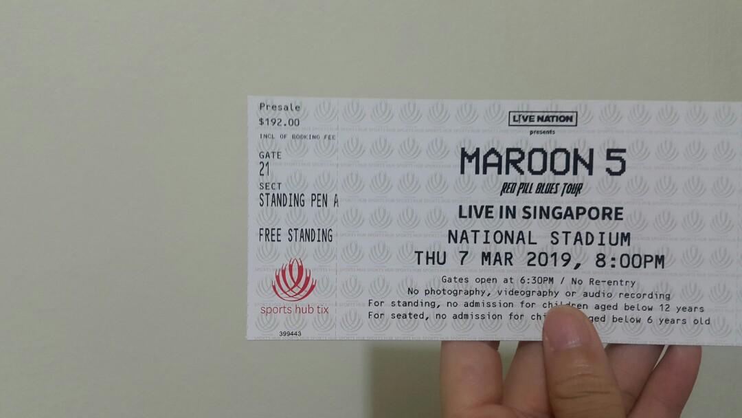 [RESERVED] Maroon 5 Concert ticket, Tickets & Vouchers, Event Tickets