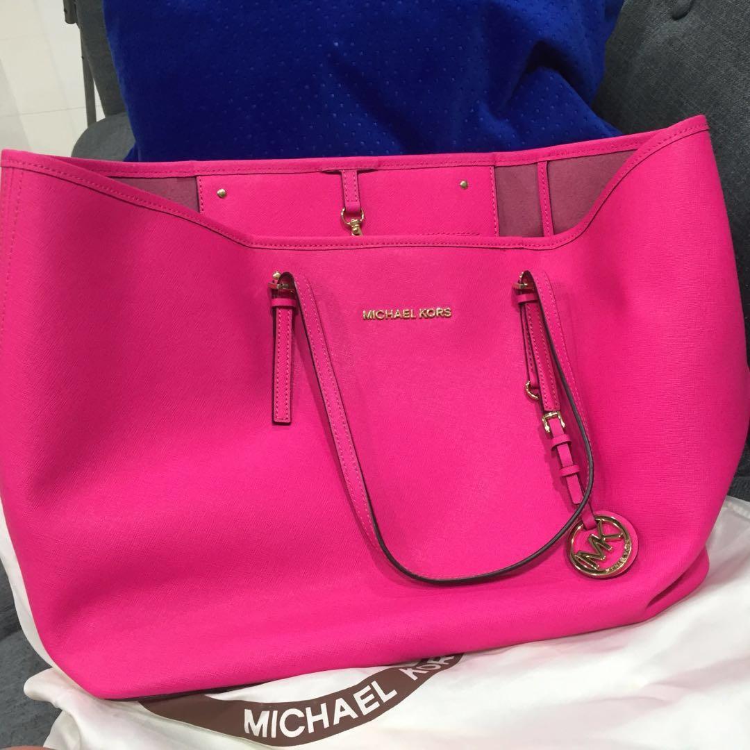 mk tote bag pink