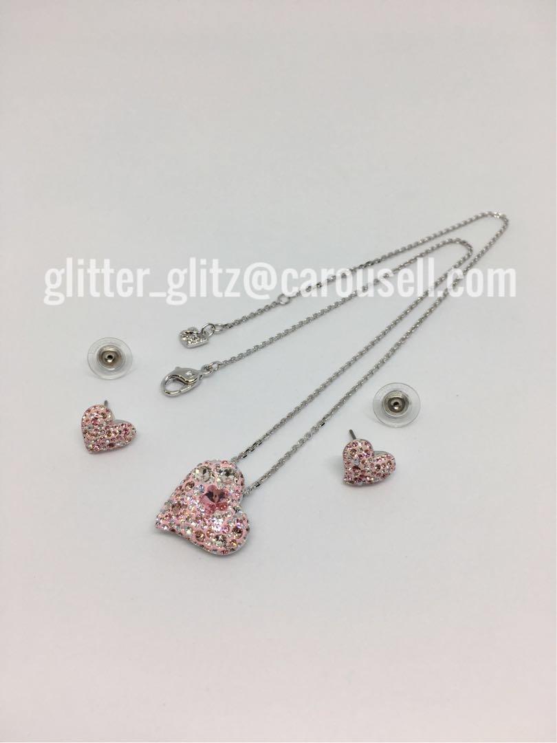 New Genuine Swarovski Alana Set, Light Rose, Rhodium Plating