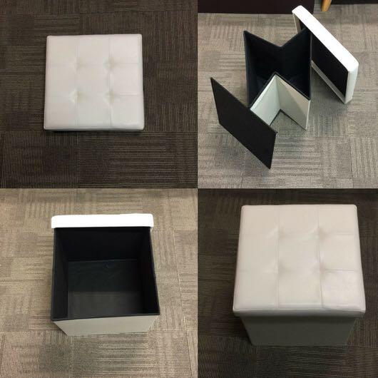 Pu Leather Small White Foldable Ottoman Storage Bench Furniture White Foldable Ottoman Storage Bench