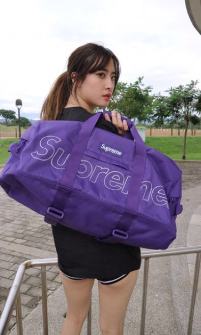 supreme purple duffle bag