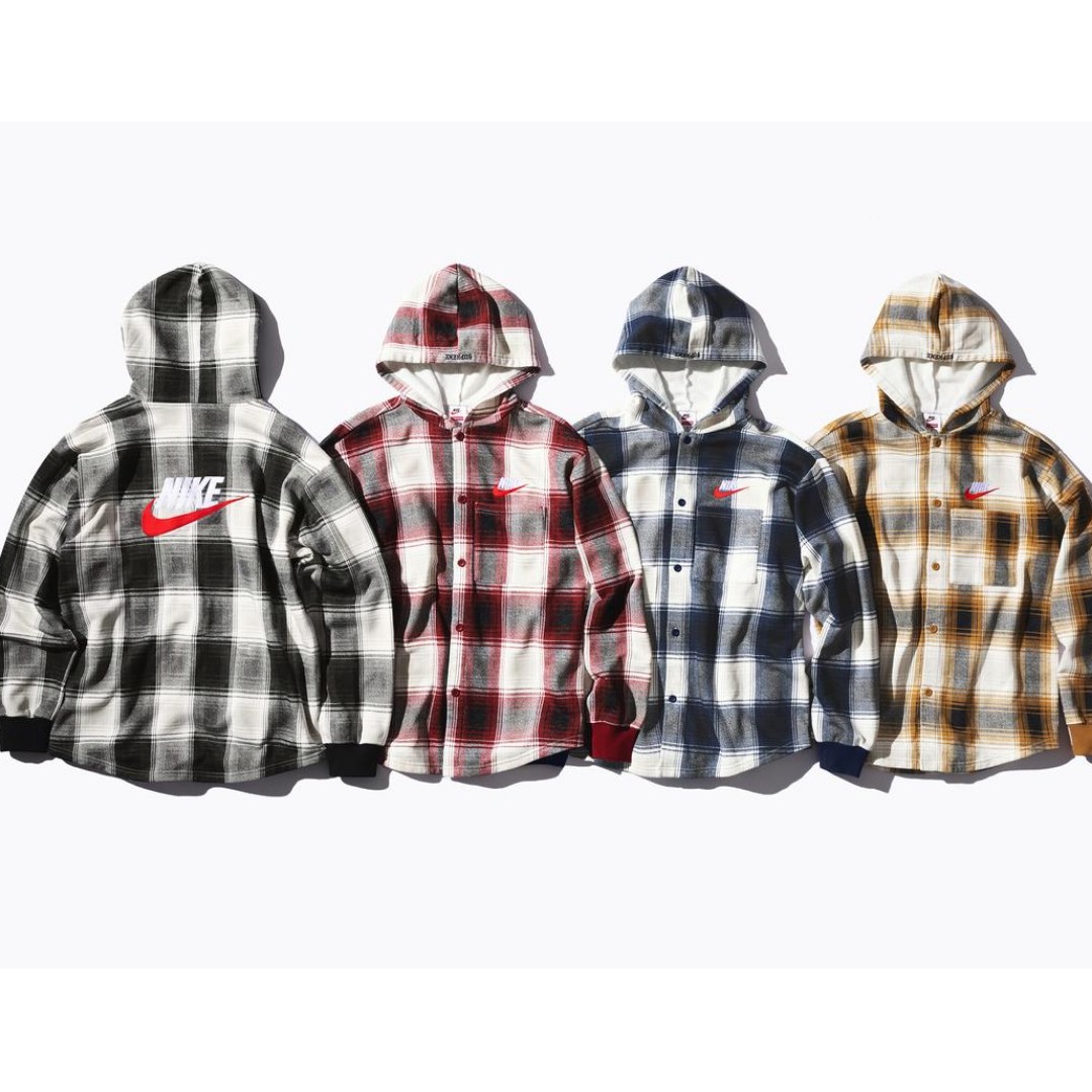 Supreme nike plaid hooded cheap