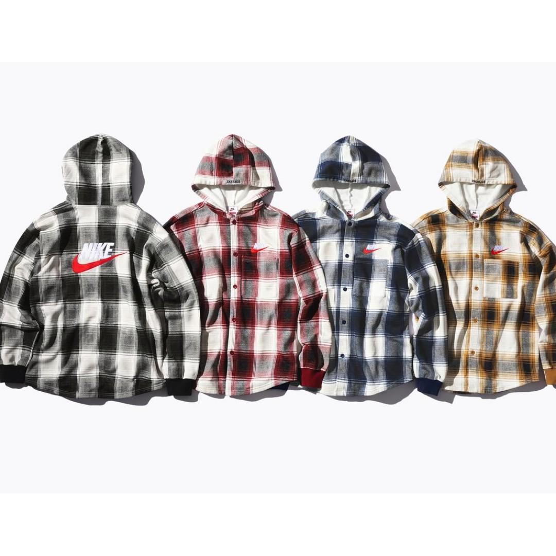 supreme nike plaid hooded sweatshirt black