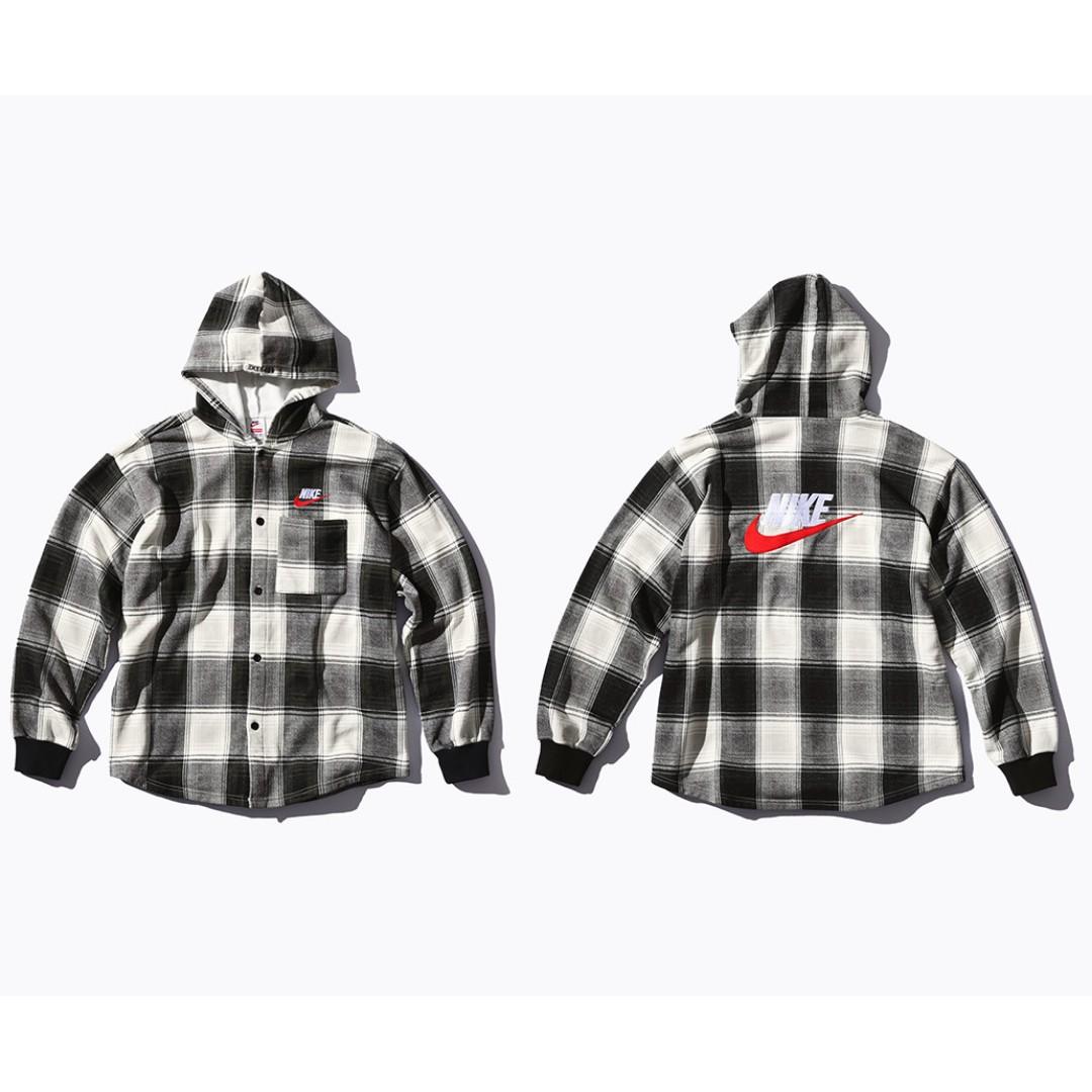 Supreme Nike Plaid Hooded Sweatshirt Black Size L Men s Fashion Tops Sets Hoodies on Carousell