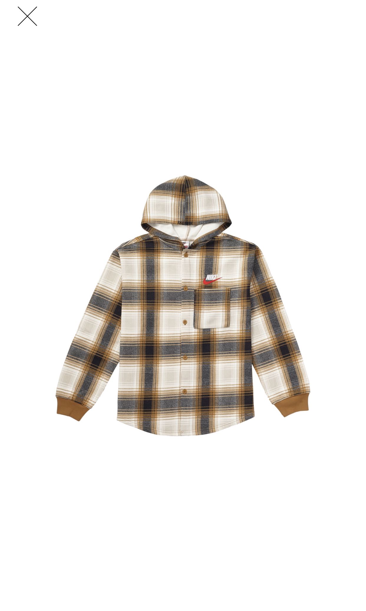 Supreme Nike Plaid Hooded Sweatshirt Mustard Men s Fashion Tops Sets Hoodies on Carousell