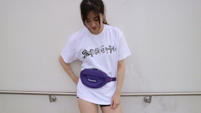 purple supreme waist bag