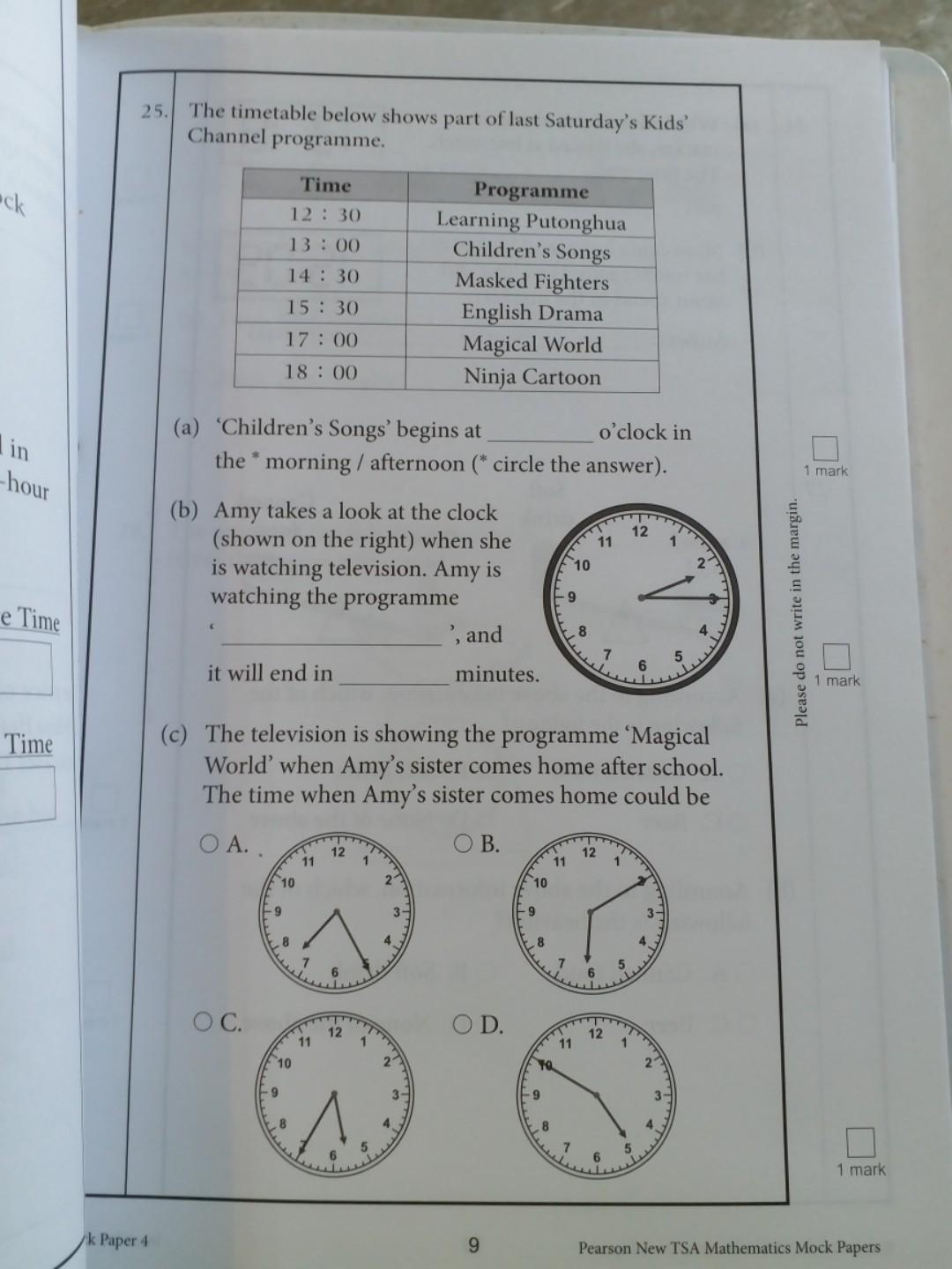 小三英文數學練習tsa Mathematics Mock Papers 書本 文具 小朋友書 Carousell