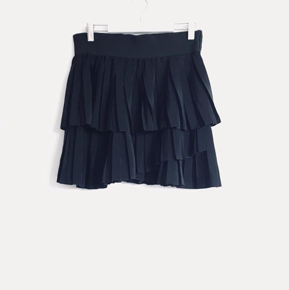 zara black pleated mini skirt