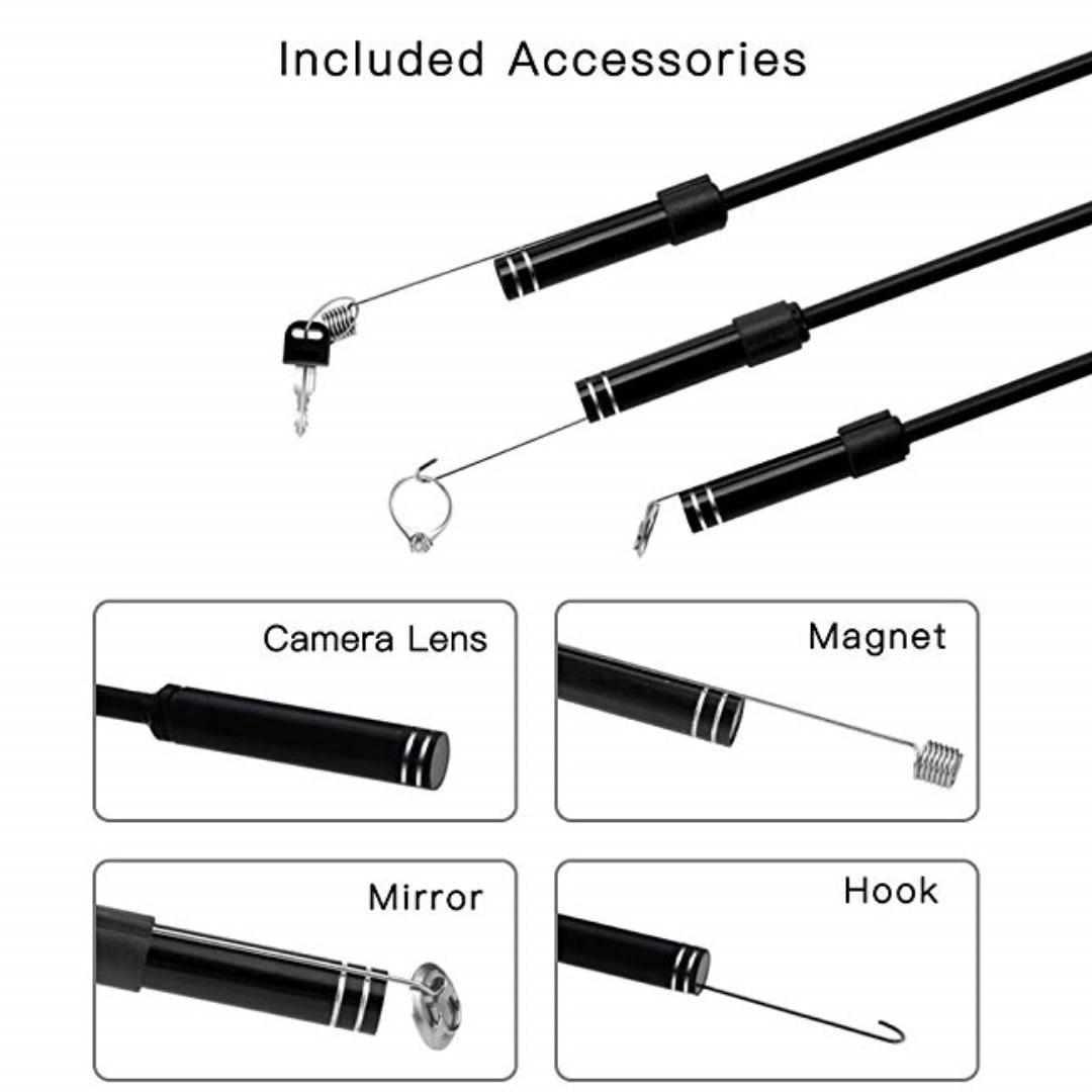 ZOTO WiFi Endoscope, Wireless Borescope SemiRigid Inspection Camera 8 LEDs 2.0 Megapixels HD