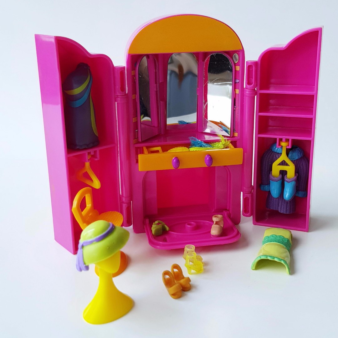 2001 Bluebird Polly Pocket Fuchsia Wardrobe Vanity Furniture