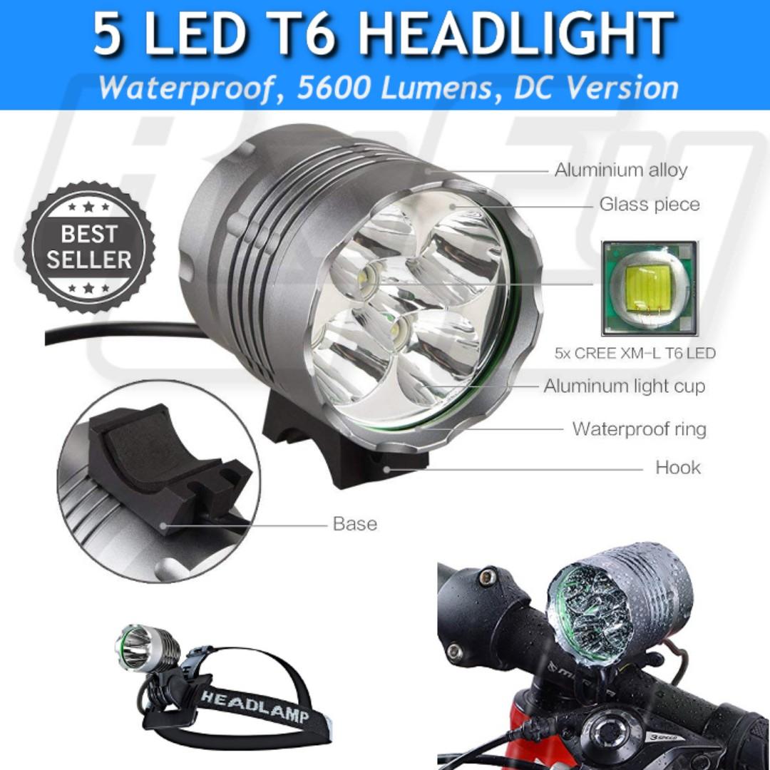 3 Mode 5 Led 5600 Lm Cree Xml T6 Bicycle Bike Headlight Lamp Flashlight Light Headlamp Scooter Rechargeable Usb Dc Escooter Ebike Bicycles Pmds Parts Accessories On Carousell