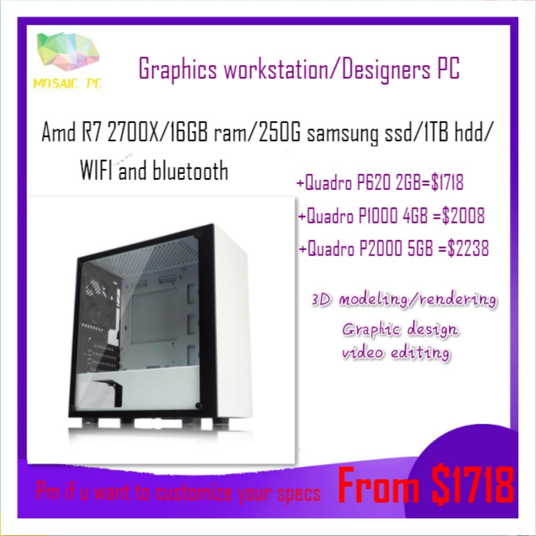 Amd Ryzen 7 2700x Powerful Graphics Workstation Designer Pc 3d