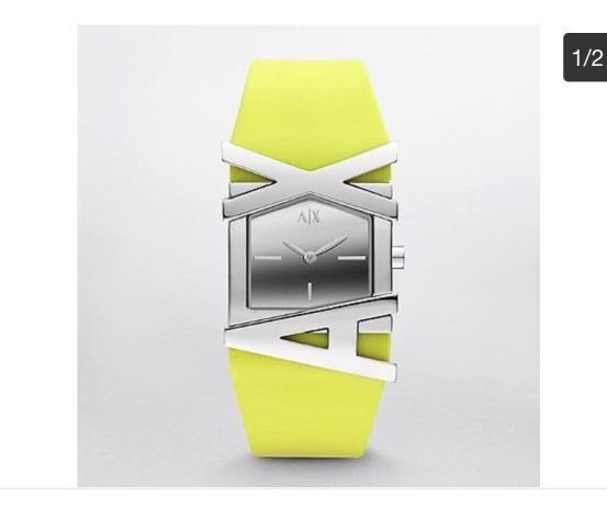 Armani exchange neon yellow rubber watch, Luxury, Watches on Carousell