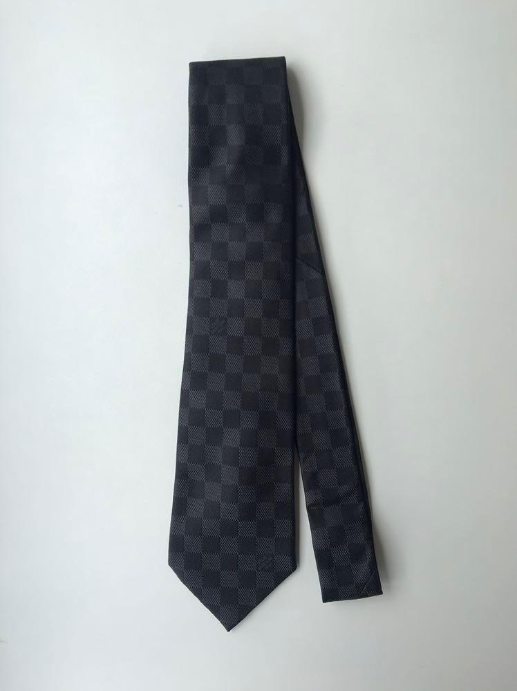 LOUIS VUITTON Silk Damier Classique Mens Neck Tie Black 182064