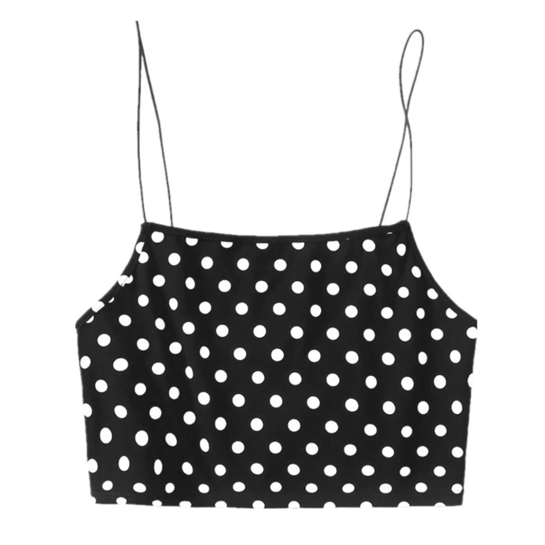 black and white polka dot crop top