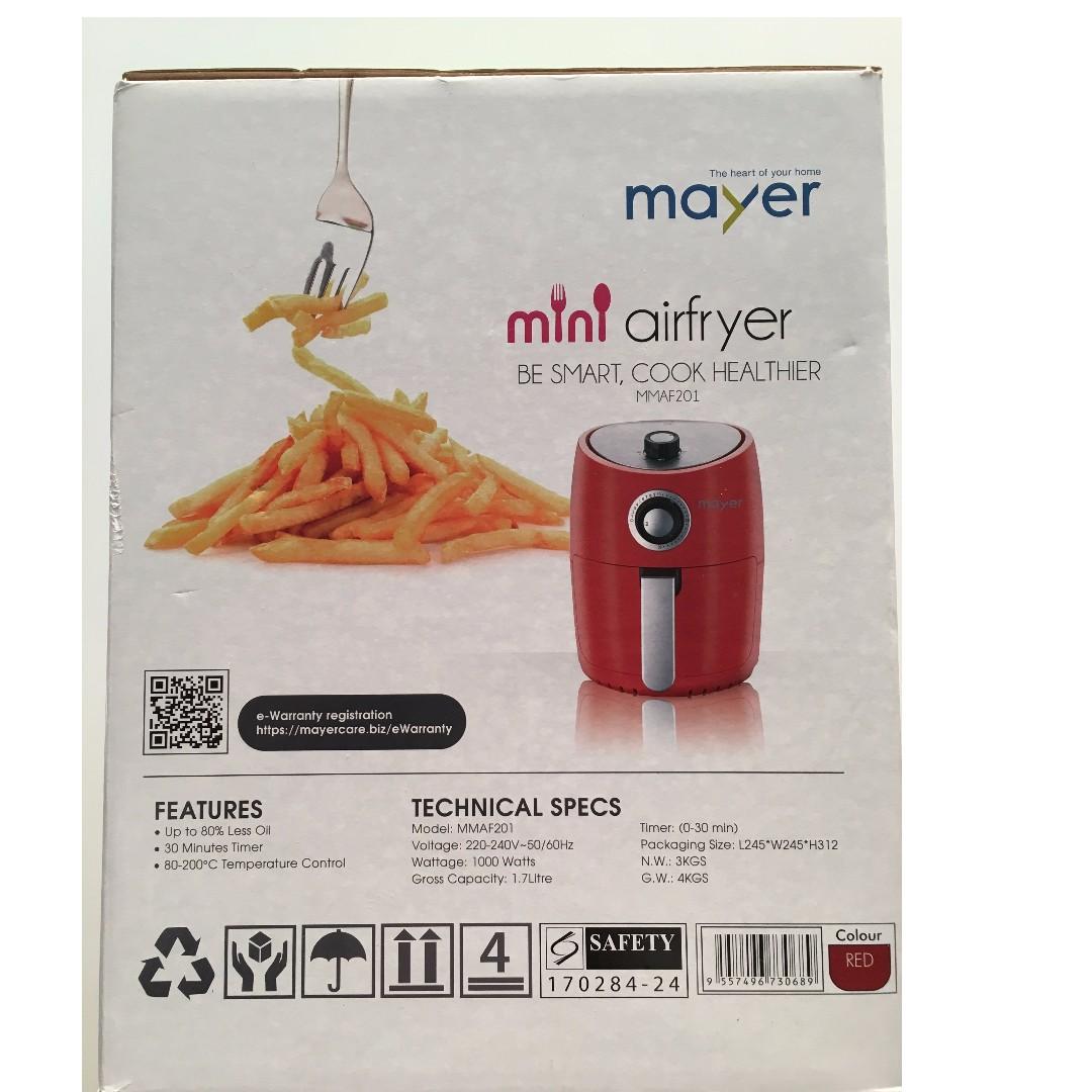 Brand New Mayer Mini 1.7L Air Fryer (MMAF201) in Red, TV & Home Appliances, Kitchen Appliances
