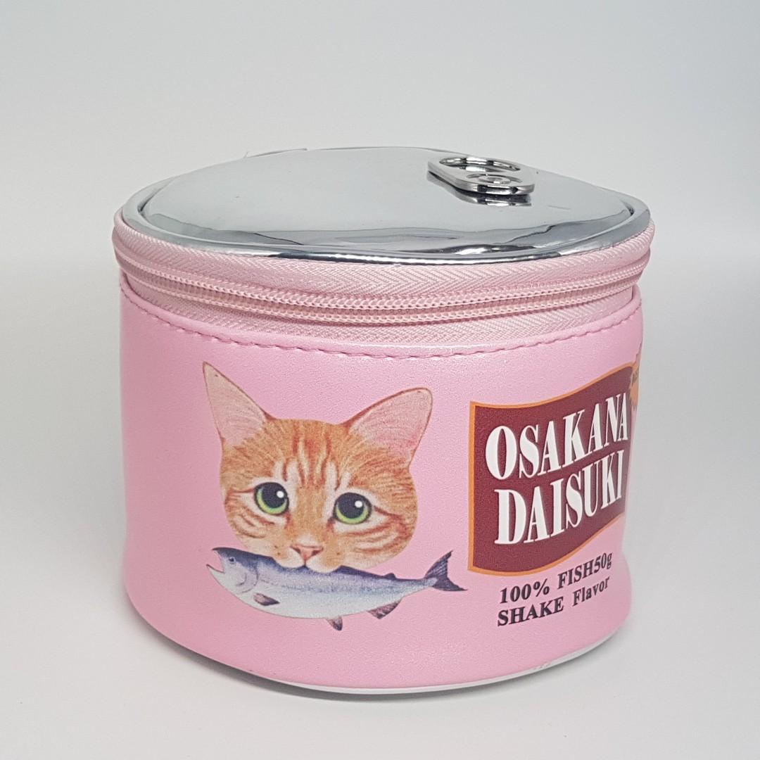 Cat Can Food Makeup Bag Pink Cosmetic Pouch Cute Fun