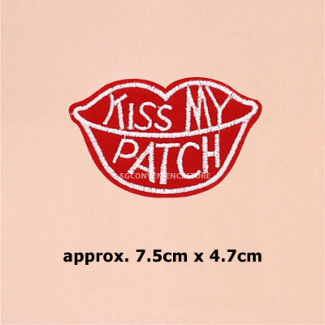 RED KISSER LIP Pattern Biker Iron On Sewing on Badge Applique Patch DIY Parts