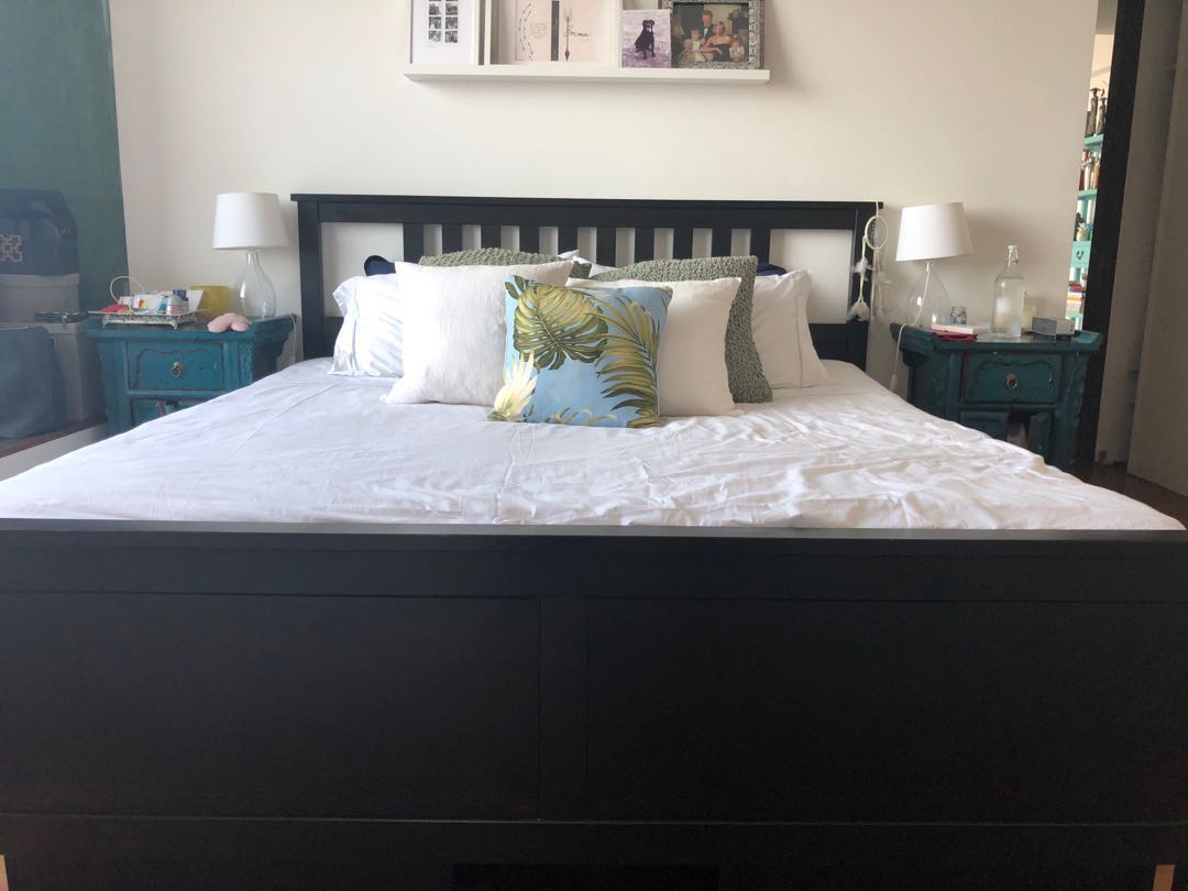 HEMNES Bed frame + Mattress + Topper, Furniture & Home Living, Furniture, Bed Frames