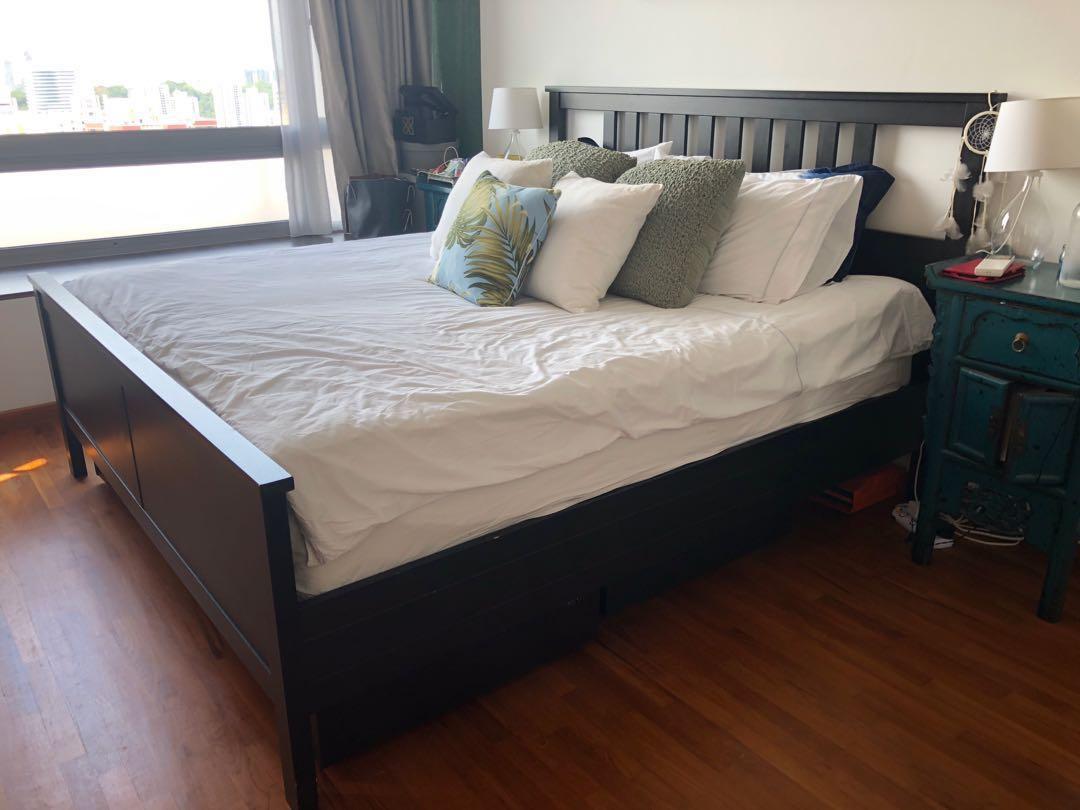 HEMNES Bed frame + Mattress + Topper, Furniture & Home Living