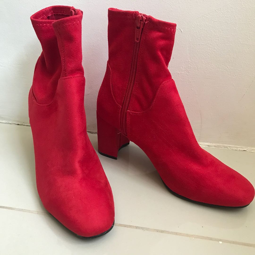 H\u0026M RED BOOTS, Women's Fashion, Shoes 