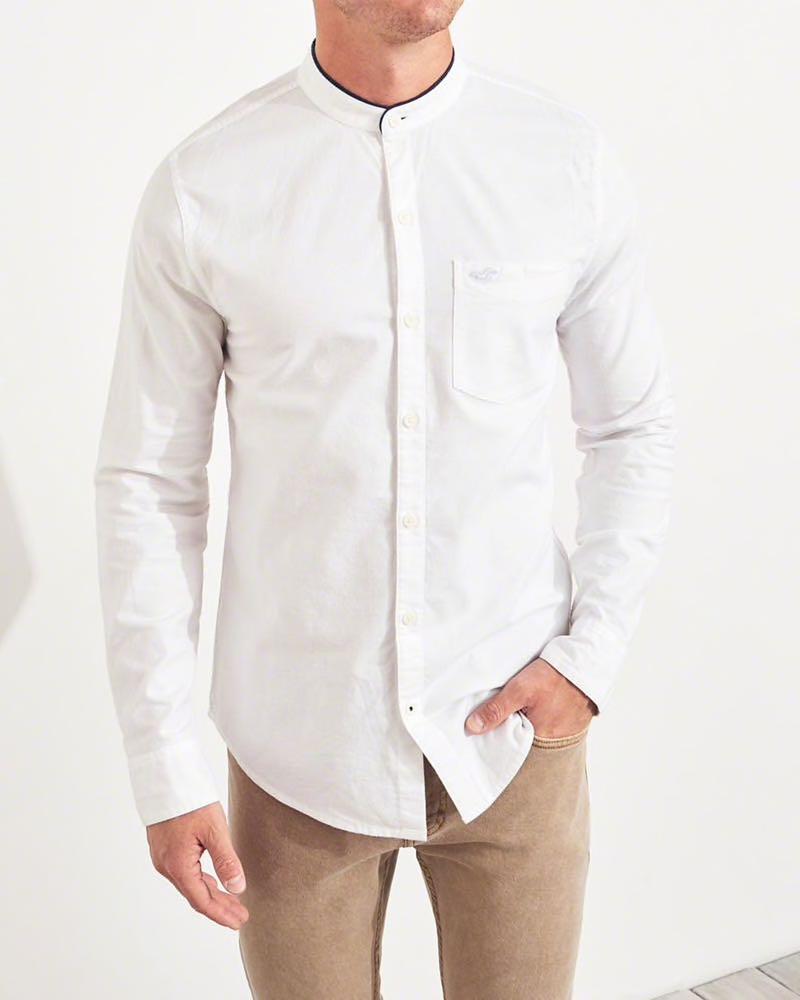 Hollister Stretch Oxford Muscle Fit Shirt Men s Fashion Tops Sets Tshirts Polo Shirts on Carousell