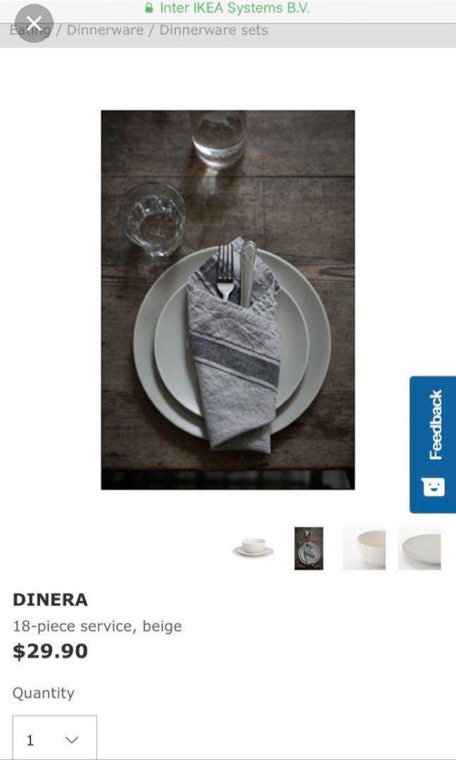 Ikea Dinera 18piece Dinnerware Set in Beige, Furniture & Home Living, Kitchenware & Tableware