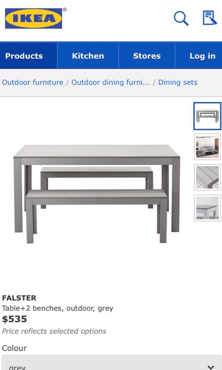 Ikea Outdoor Dining Table Plus Two Benches And Cover Furniture