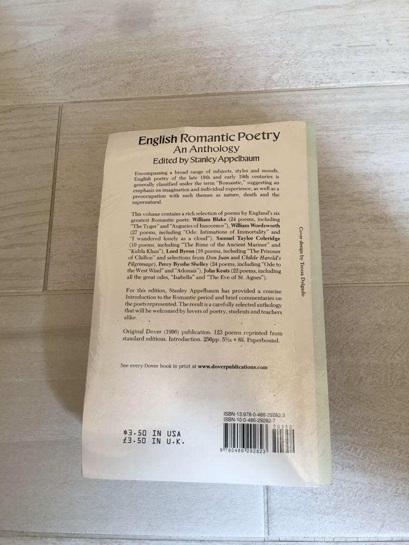 English Romantic Poetry An Anthology Survey Of British Literature Ii Restoration To Romanticism