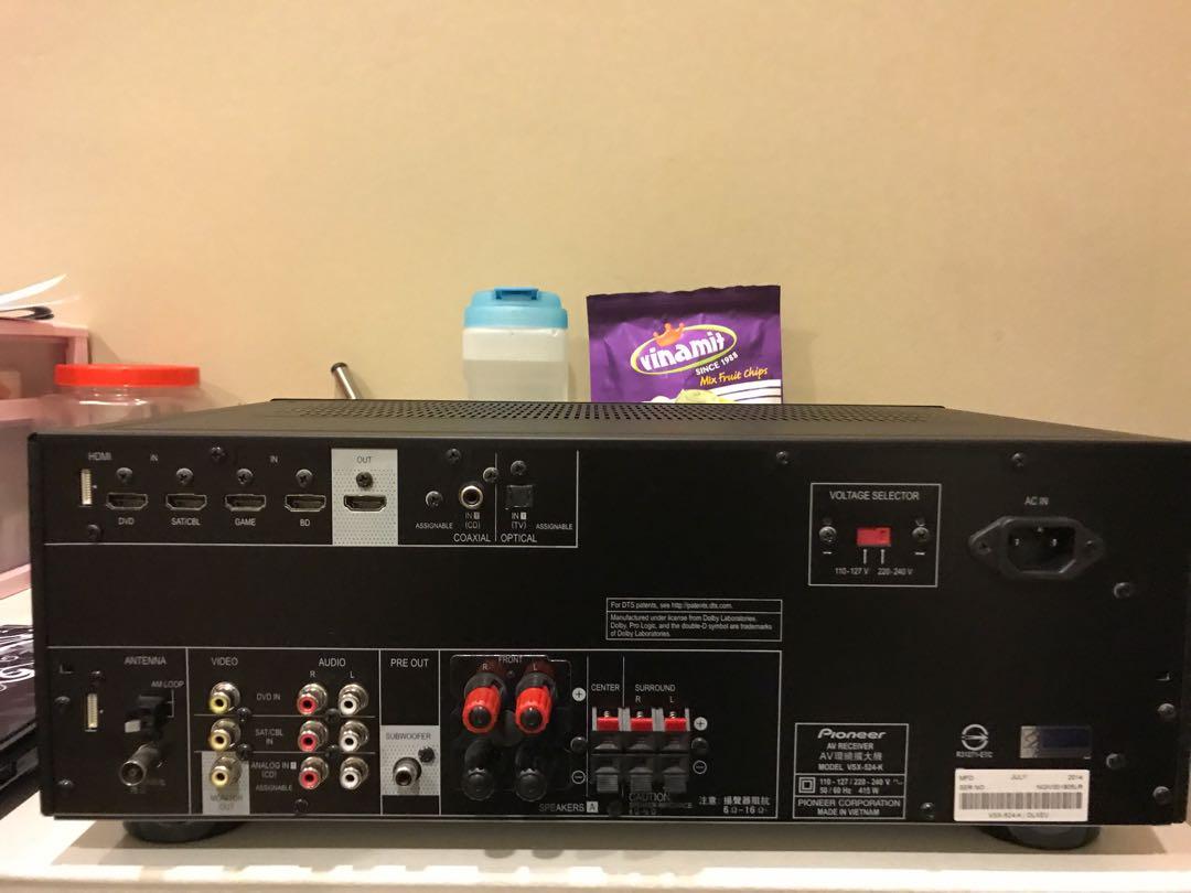 Pioneer VSX524 5.1 Channels AV Receiver, Audio, Soundbars, Speakers