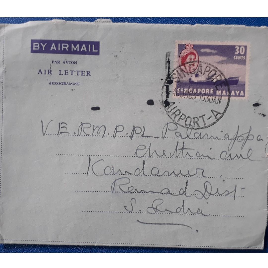 Singapore Postal Cover India Slogan Cancellation Letters To