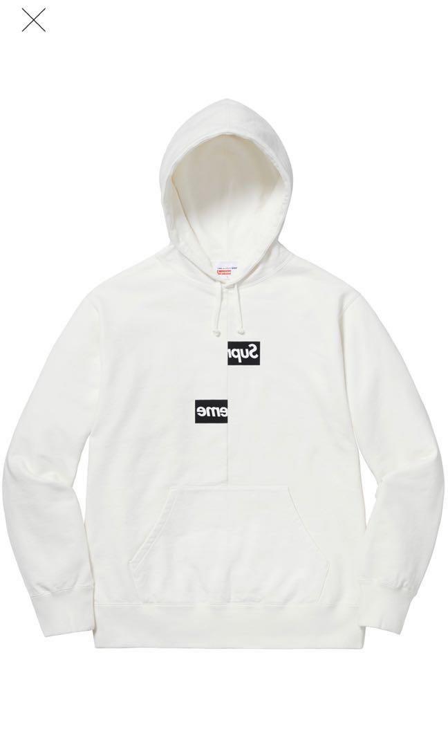 Supreme CDG hood hoodie white XL split Bogo Men s Fashion Tops Sets Hoodies on Carousell