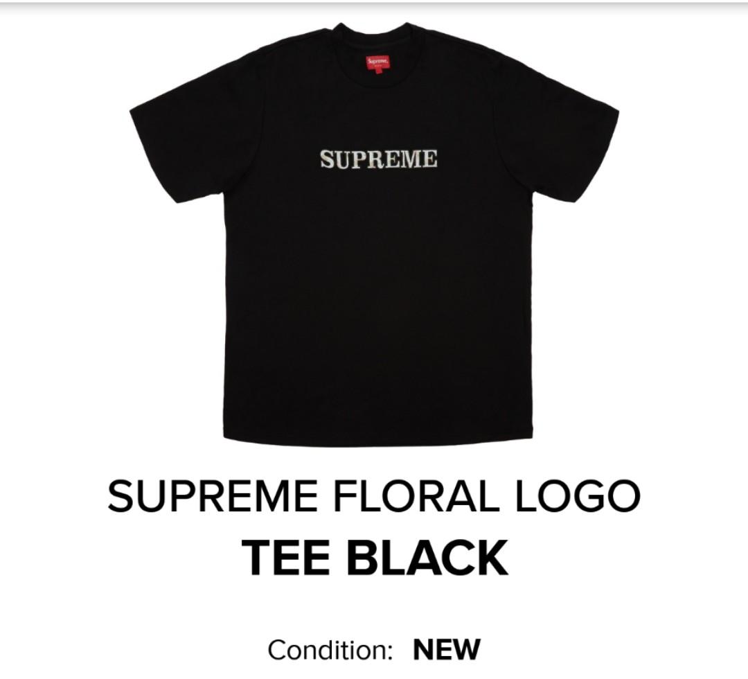 supreme floral logo tee