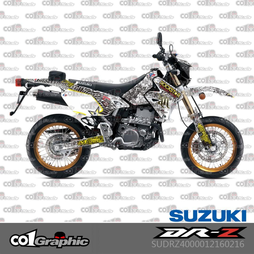 Suzuki Drz400s Drz400sm Drz400 Drz Full Fairings Coverset Sticker Decals Black White Rockstar Motorcycles Motorcycle Accessories On Carousell