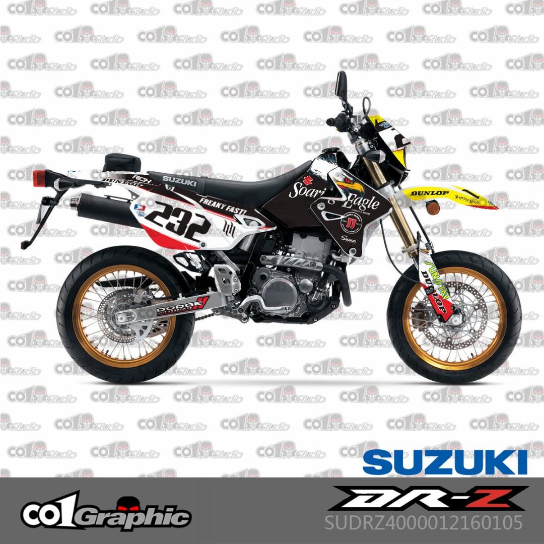 Suzuki Drz400s Drz400sm Drz400 Drz Full Fairings Coverset Sticker Decals Racing Black White Soaring Eagle 232 Motorcycles Motorcycle Accessories On Carousell