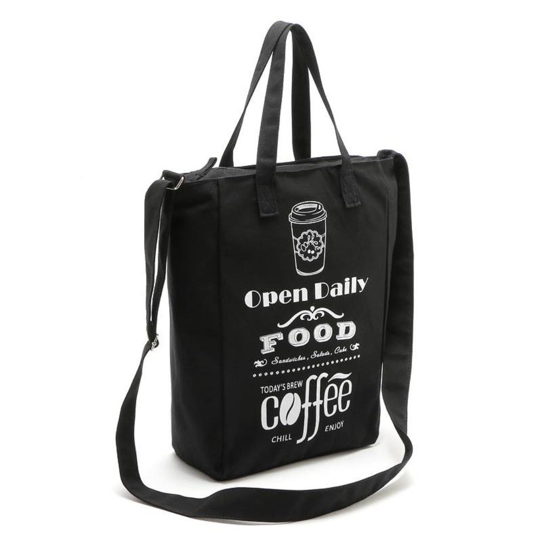 TOP MOVE 2 Way Black Crossbody Sling Shopping Tote Bag