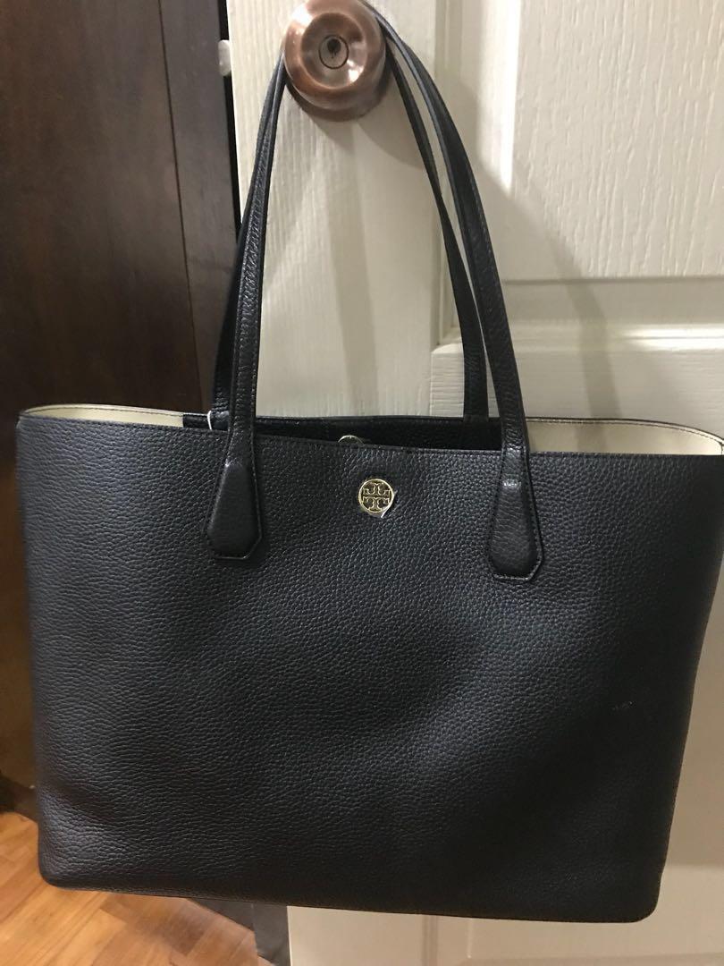 Tory Burch Leather Tote Black, Women's Fashion, Bags & Wallets, Tote Bags  on Carousell