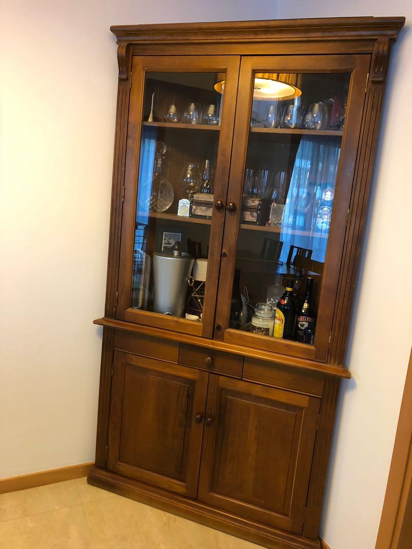 Wooden Glass Cabinet Furniture Others On Carousell