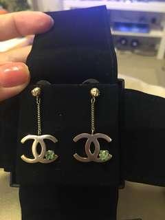 Authentic Chanel Earrings Dangling with Crystal