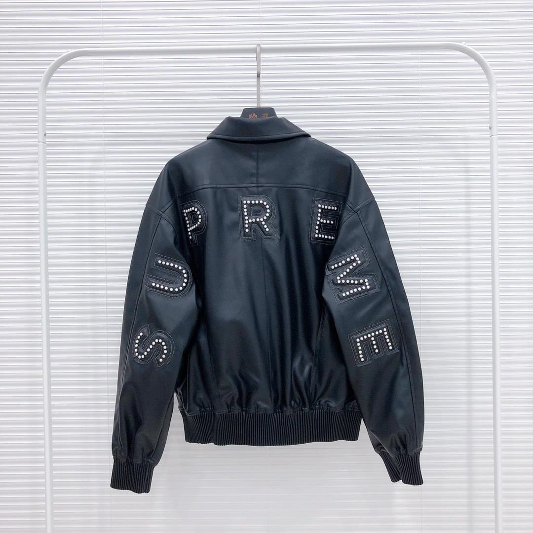 3 Supreme ss Studded Arc Logo Leather Jacket 悟生$, 男裝