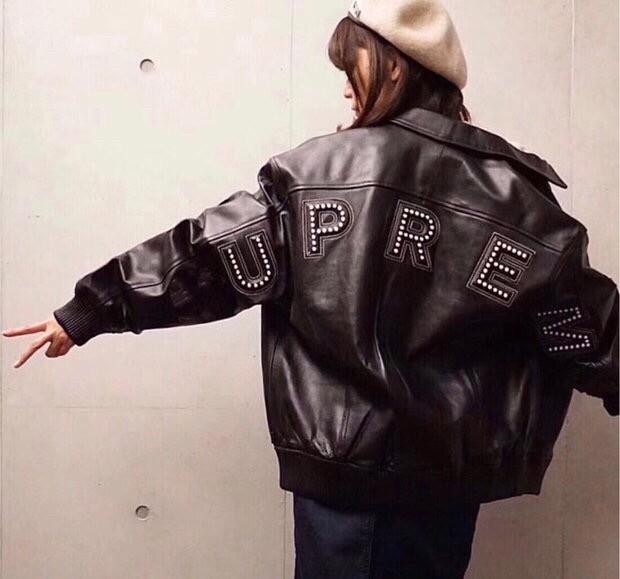 3 Supreme 18ss Studded Arc Logo Leather Jacket 悟生$650, 男裝