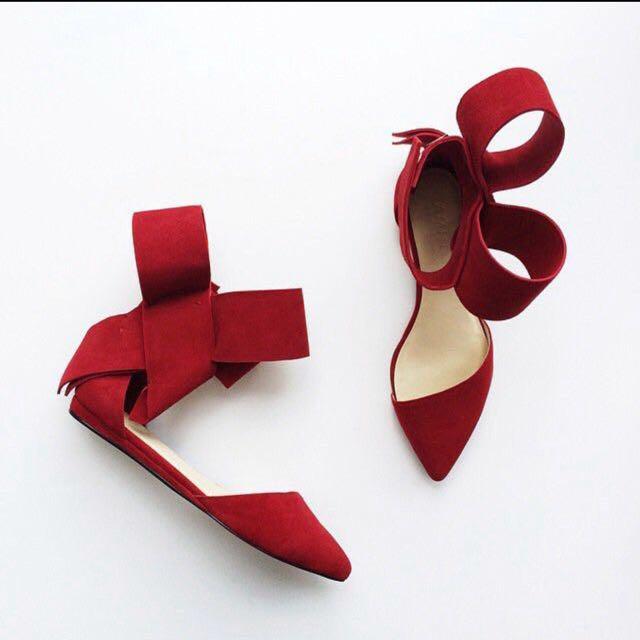 red bow sandals flat