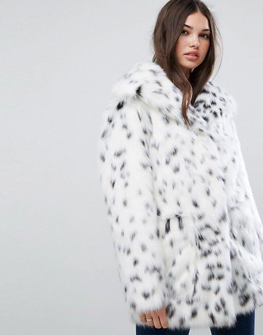 ASOS Dalmatian fur coat M