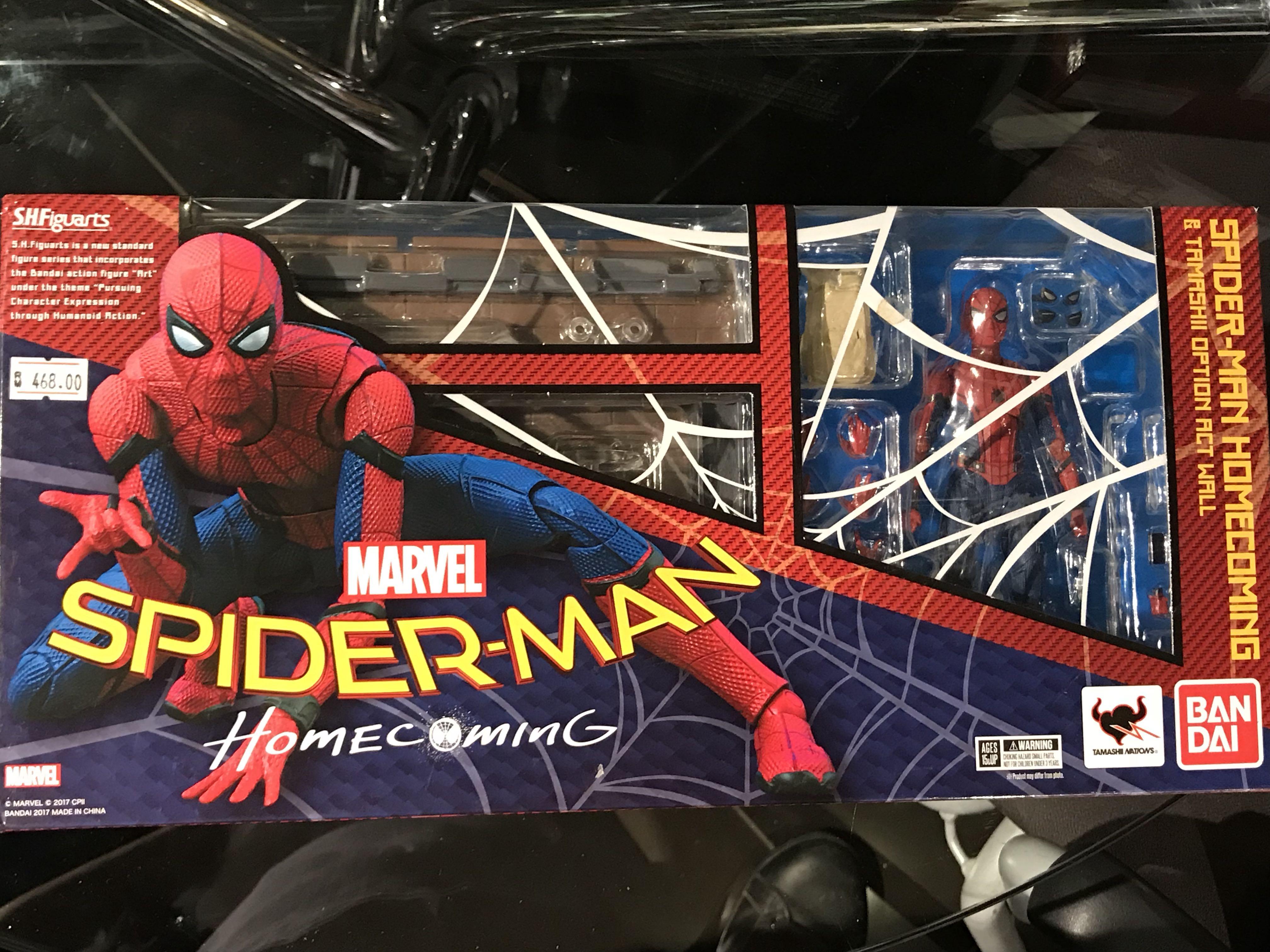 Bandai SHF  Spider-Man Homecoming Spider-Man & Tamashii Option  Act Wall Wall Set Action Figure, Hobbies & Toys, Toys & Games on Carousell