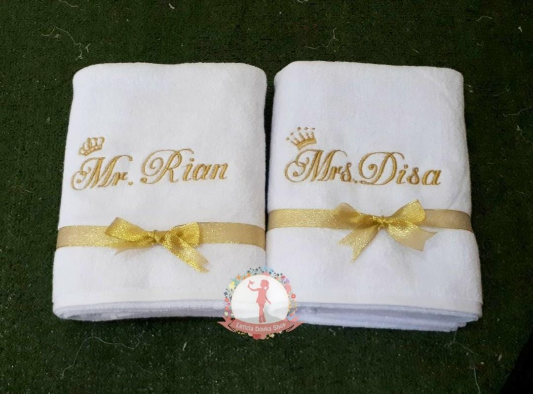 custom bordir handuk mandi terry palmer hotel 70x140 couple