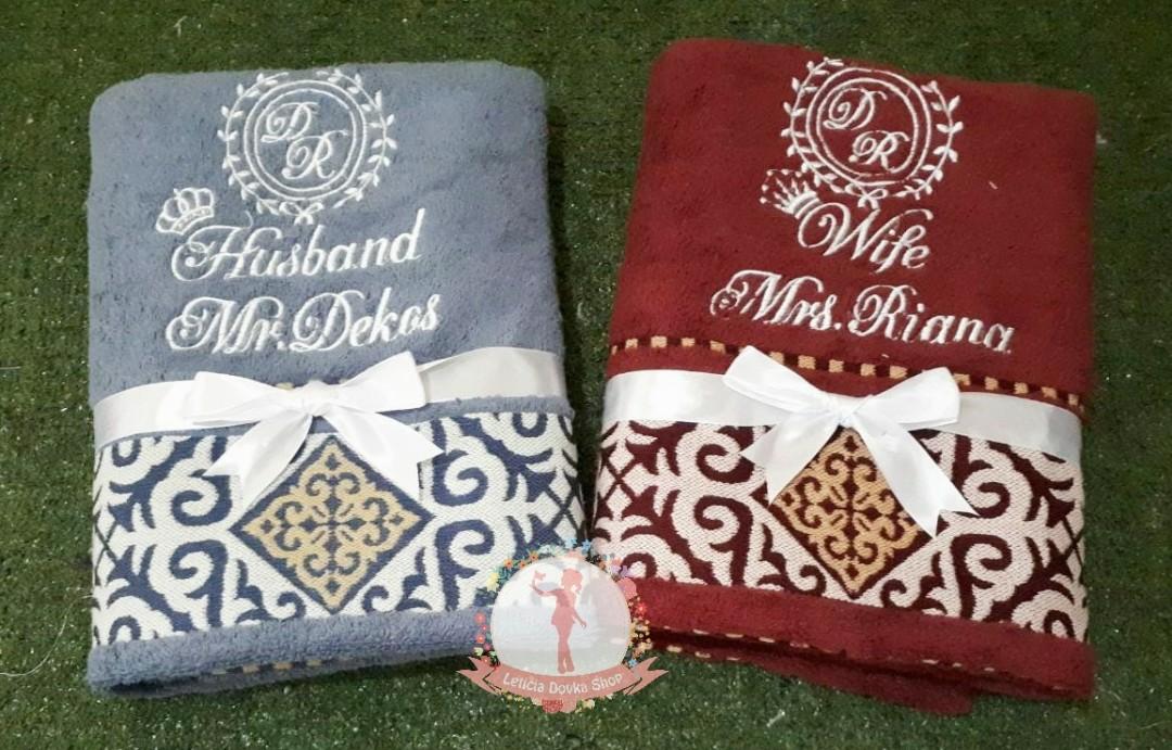 Custom Bordir Handuk Mandi Terry Palmer Premium 70x140 Couple Serba Serbi Preorder Di Carousell