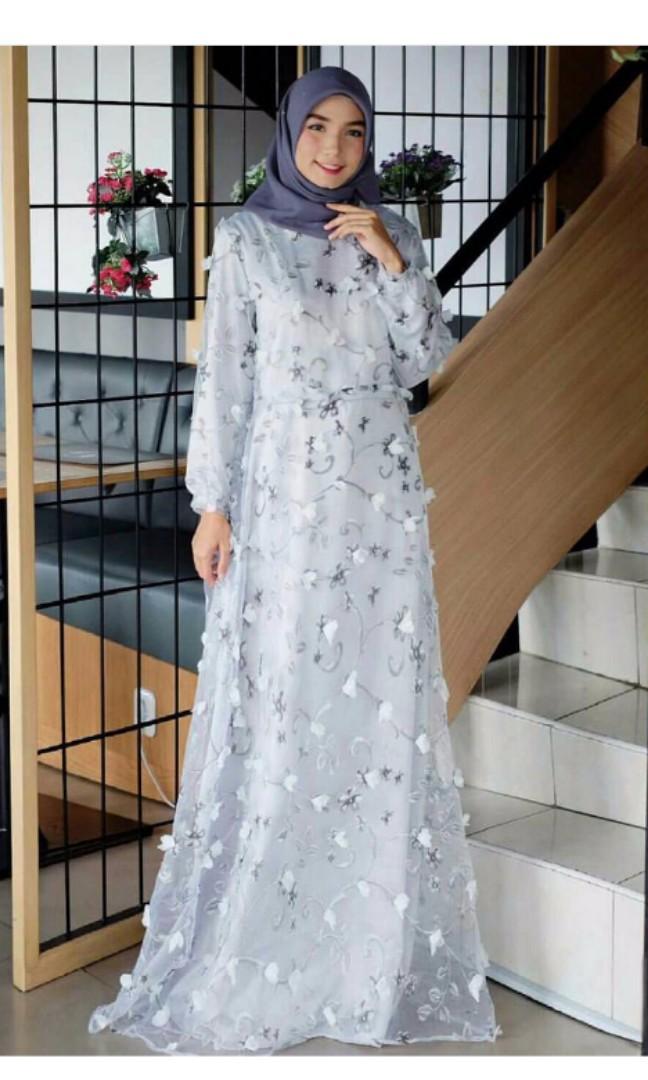 Dress Organza 3d Xl - Model gamis organza terbaru