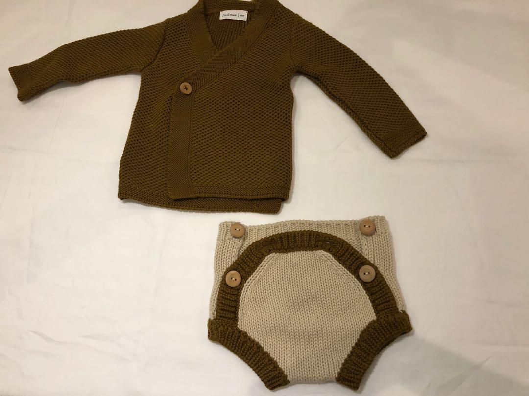 Finn And Vince Brown Knit Cardigan And Culotte Babies Kids