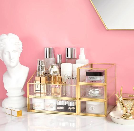 Gold Acrylic Makeup Or Skincare Organizer Furniture Home Decor