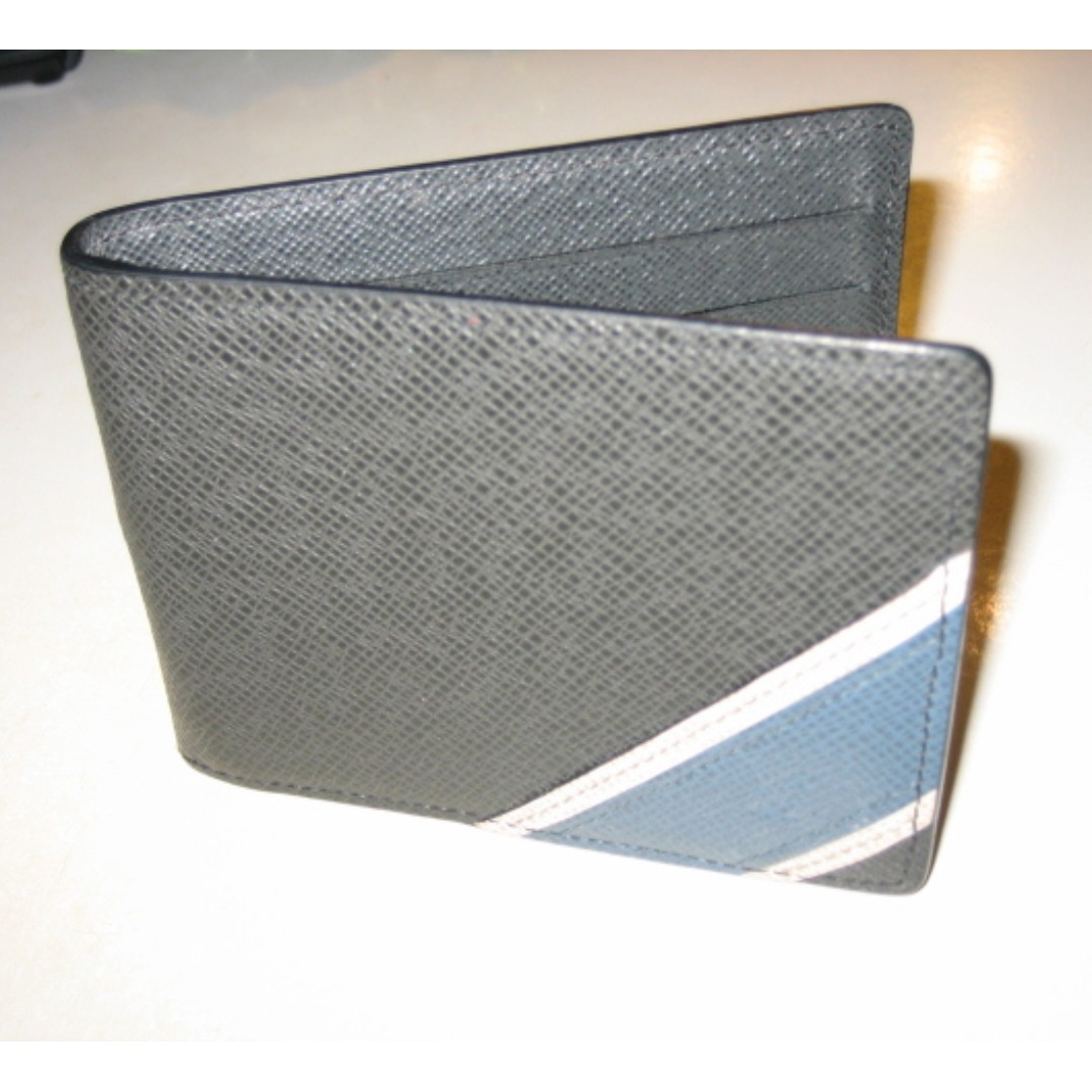 Louis Vuitton Taiga Leather Stripe Pince Money Clip Bifold Wallet - share this listing